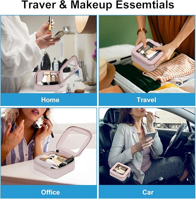 EcoVision Clear Makeup Bag, Travel Cosmetic Accessory Bag, Toiletry Organizer Bags for Women, Portable Waterproof Zipper Cosmetic Bag with Transparent Window