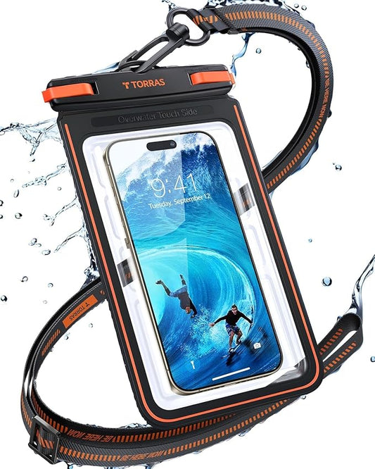 TORRAS IPX8 Waterproof Phone Pouch Floating, Underwater Screen Touchable, Water Proof Case with Lanyard for iPhone 16 Pro Max 15 S25, Cellphone Dry Bag Cruise Essentials 7.0 inch, Black