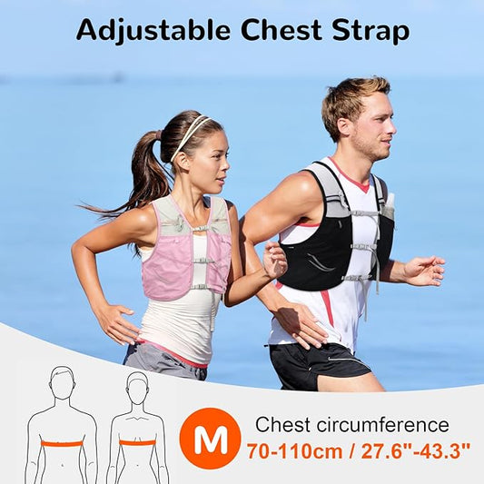 Running Vest for Men with 2 pcs 500ml Water Bottle, Hydration Vest for Running Women, Lightweight Runner Water Vest