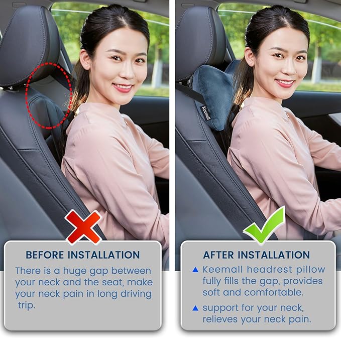 Inflatable Car Neck Pillow Driving , Blow Up Car Headrest Pillow for Car, Inflatable Travel Pillow for Camping, Neck Support for Office Chair - Adjustable Softness