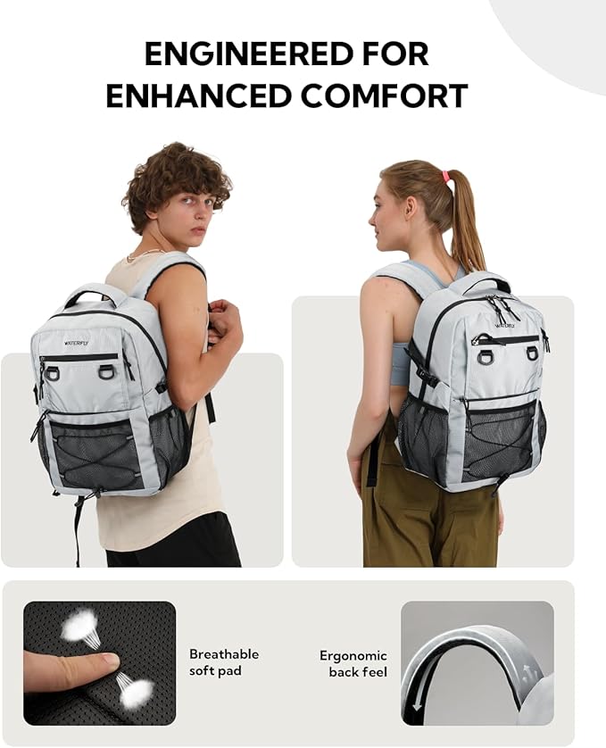 WATERFLY Travel Hiking Casual Backpack: 22L Lightweight Everyday Outdoor City Daypack College Bookbag for Women Men