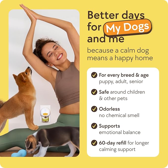 TheraPet MD 60-Day Dog Calming Diffuser - Dog Pheromone Diffuser for Stress, Destructive Behavior, Pee Accidents, Separation Anxiety, Barking, Aggression & Chewing - 60-Day Refill Included