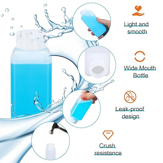 4oz Leak Proof Plastic Bottles with Caps, Laboratory Reagent Bottle, Reusable Small Pill Storage Containers for Travel, Classrooms, Home (6 pack translucent)