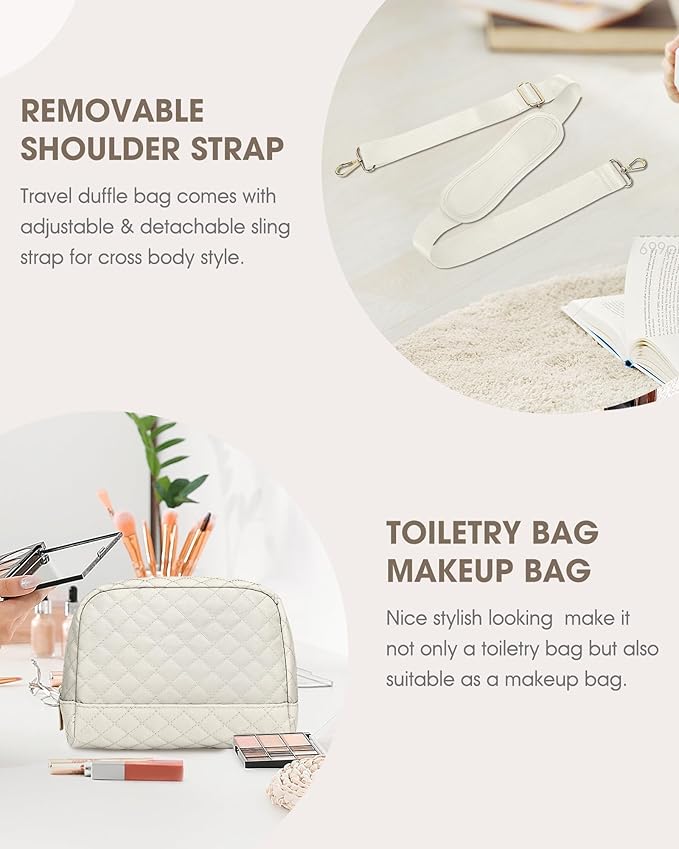 Weekender Bags for Women Travel Bag - Duffle Bag with Shoe Compartment Carry on Overnight Bag for Women Hospital Bags for Labor and Delivery 2Pcs Set Beige Brown