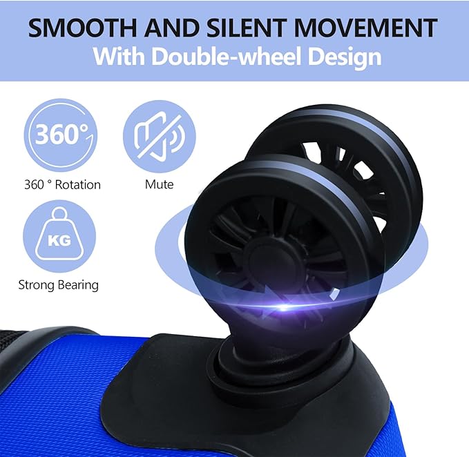 AnyZip Luggage PC ABS Hardside Lightweight Suitcase with 4 Universal Wheels TSA Lock Carry-On 20 Inch Blue