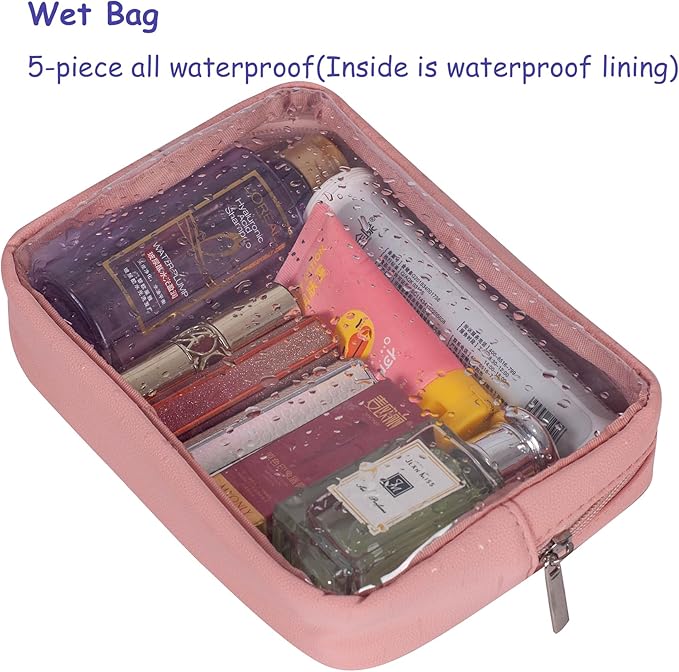 TSA Approved 5-Piece Diaper Bag Organizer Pouch Set Clear Waterproof TPU Kids Toiletry Storage Set Travel Packing Clutch Cube Bags for Baby Nursing