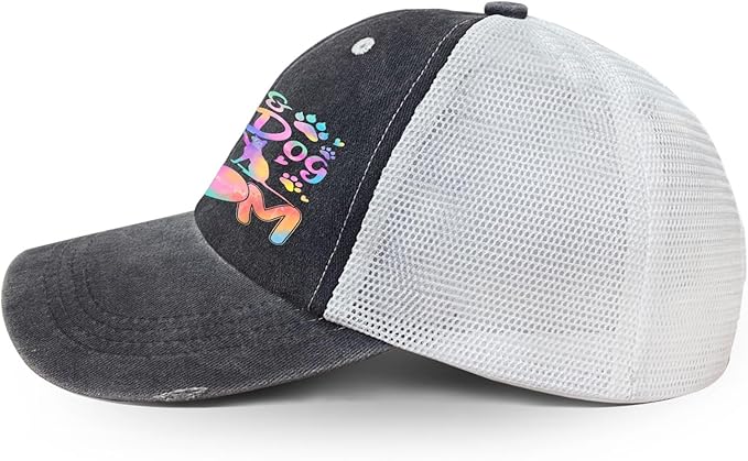 Cat Mom Proud, Cat Lover Mom Ripped Hole Paw Design hat Outdoor Cap for Grandpa