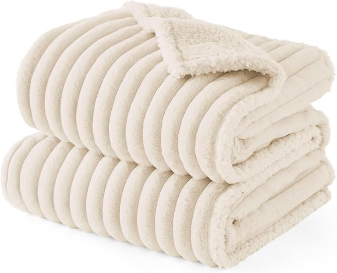 Bedsure Waterproof Dog Blankets for Small Dogs - Soft Puppy Cat Blanket Corduroy Fleece Washable, Cozy Calming Reversible Furniture Protection for Pet Kitten Doggy,25"x35", Cream