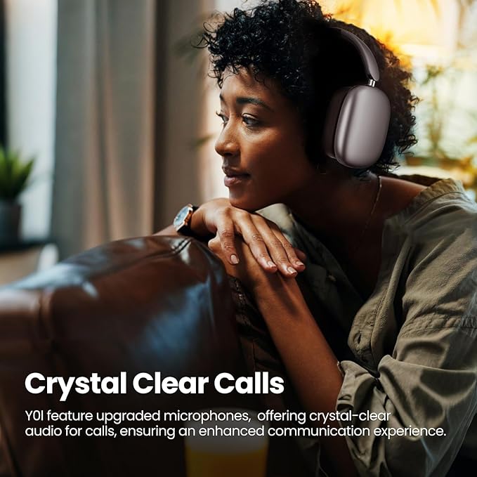 Wentronic Y01 Wireless Noise Canceling Headphones Bluetooth 5.3 Over Ear Headphones with Microphone, Hi-Res Audio, 48H Playtime, Foldable Comfortable Earpads,Compatible with iOS,Android,PC, Space Grey