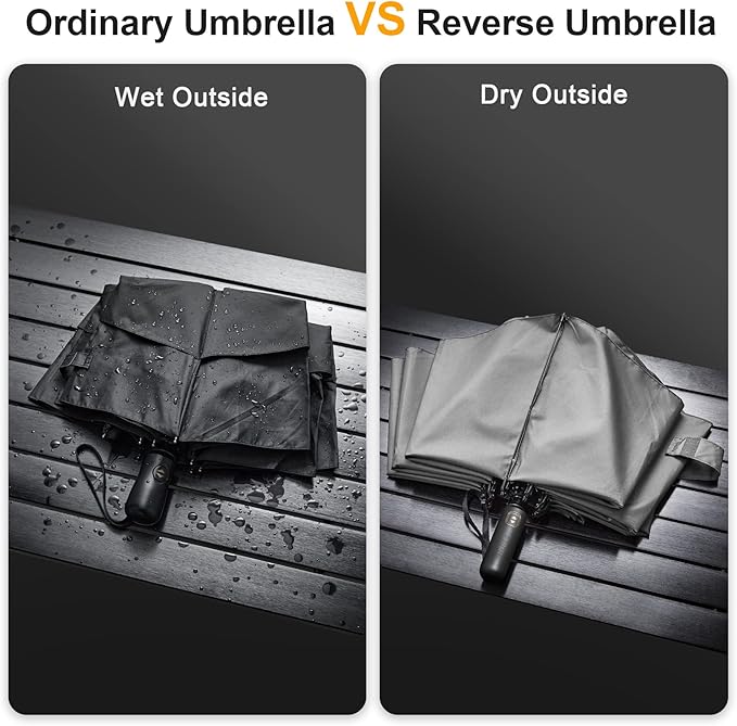 G4Free 42/46/54/62 Inch Large Golf Umbrella Compact Reverse Travel Umbrella 10 Ribs Windproof for Rain Double Canopy Automatic Open Close