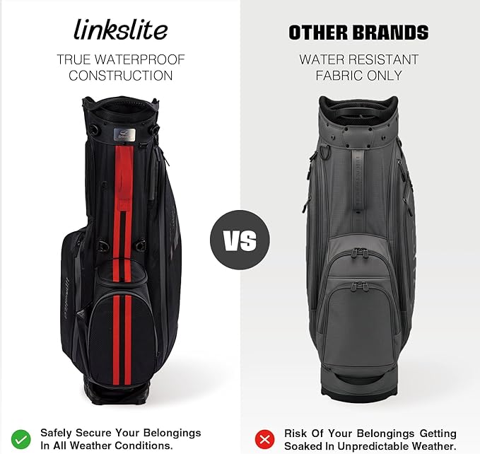 Ultra Lightweight Waterproof Golf Stand Bag with Rain Cover | Full-Length 5-Way Divider, 6 Pockets with Magnetic Access & Dual X-Strap | Easy-Carry for Men & Women
