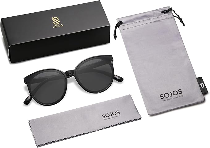 SOJOS Fashion Round Sunglasses for Women Men Oversized Vintage Shades SJ2057
