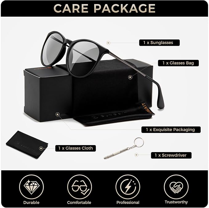 SUNGAIT Premium Vintage Round Sunglasses for Women Men Classic Retro Trendy Style