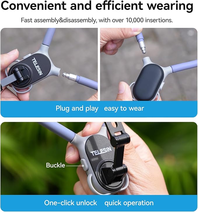 BRDRC Neck Phone Holder Mount, POV/Vlog Magnetic Selfie Tripod for Magsafe iPhone 15 14 13 12 Pro Max Mini Plus Seires, Hand Free Chest Strap Video Recording for Android Galaxy Aceessories(Navy Blue)