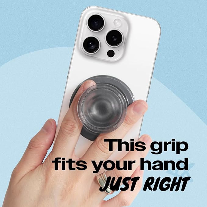 OnTheGrip Compatible with Magsafe Magnetic Authentic Translucent Color Design Collapsible Mobile Phone Grip Stand Holder for Smartphone Tablet Cell Phone Accessory (Black)