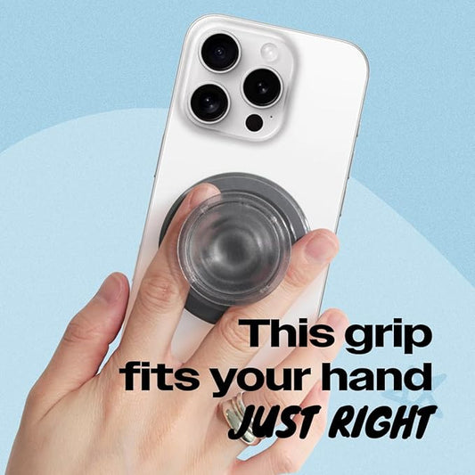 OnTheGrip Compatible with Magsafe Magnetic Authentic Translucent Color Design Collapsible Mobile Phone Grip Stand Holder for Smartphone Tablet Cell Phone Accessory (Black)