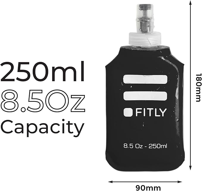 FITLY Soft Flask - Shrink As You Drink Soft Water Bottle for Hydration Pack - Folding Water Bottle Ideal for Running, Hiking, Cycling, Climbing & Rigorous Activity