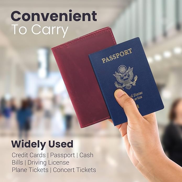 Retro Travel Genuine Leather Passport Holder with Folding Wallet Design