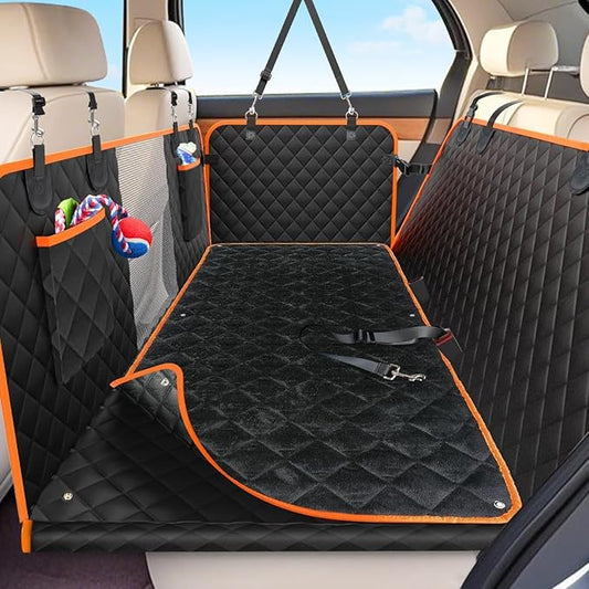 Dog Car Seat Cover for Back Seat with Hard Bottom, 2025 Upgraded Waterproof Dog Seat Extender Holds 465lbs, Anti-Scratch Hammock with Four Season Cushion, Safe and Easy to Clean