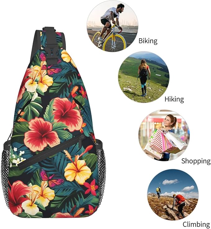 Hawaii Tropical Palm Sling Backpack Crossbody Bag Casual Chest Bags Travel Hiking Daypack Shoulder Bag for Women Men