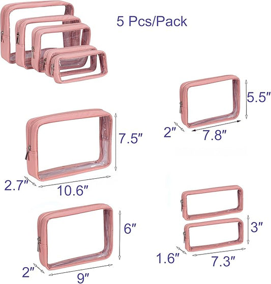 TSA Approved 5-Piece Diaper Bag Organizer Pouch Set Clear Waterproof TPU Kids Toiletry Storage Set Travel Packing Clutch Cube Bags for Baby Nursing