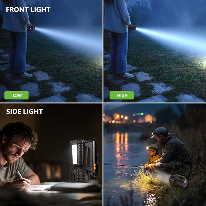 VAVOFO 2000LM Rechargeable LED Lantern, Camping Essentials Flashlight,Stepless Dimming, 10000mAh Power Bank, IP66 Waterproof, Long Running Spot Light for Hurricane, Power Outages, Hiking