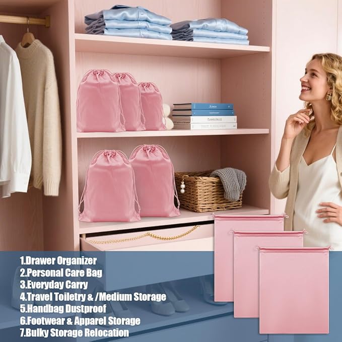 Microfiber Drawstring Bags, Multi-Size Soft Protective Pouches for Shoes, Ski Goggles, Sunglasses, Handbags & Camera Lenses