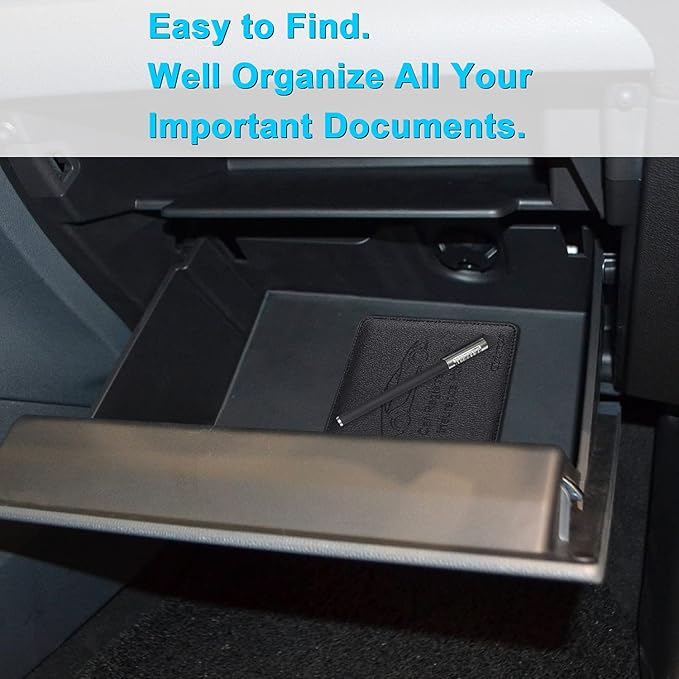 Wisdompro Car Registration and Insurance Card Holder 2 Pack PU Leather Vehicle Glove Box Documents Organizer Auto Paperwork Wallet Case for Women Men Files, ID, Driver's License - Black and Black