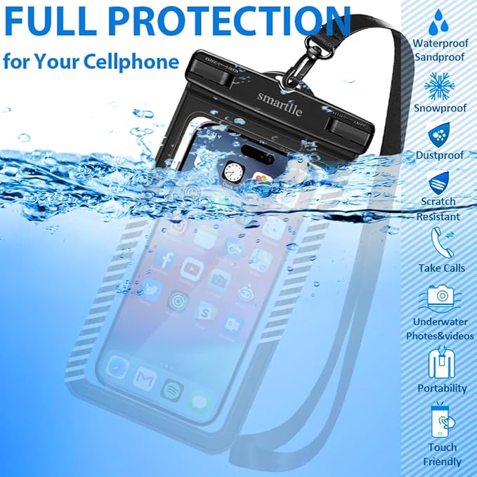 Waterproof Phone Pouches Bags Holder, Cell Phone Water Protectors 4 Pack for Swimming, IPX8 Waterproof Phone case Cover for iPhone 15 14 13 Pro Max 12 11, for Galaxy S24 S23 Ultra Up to 7"