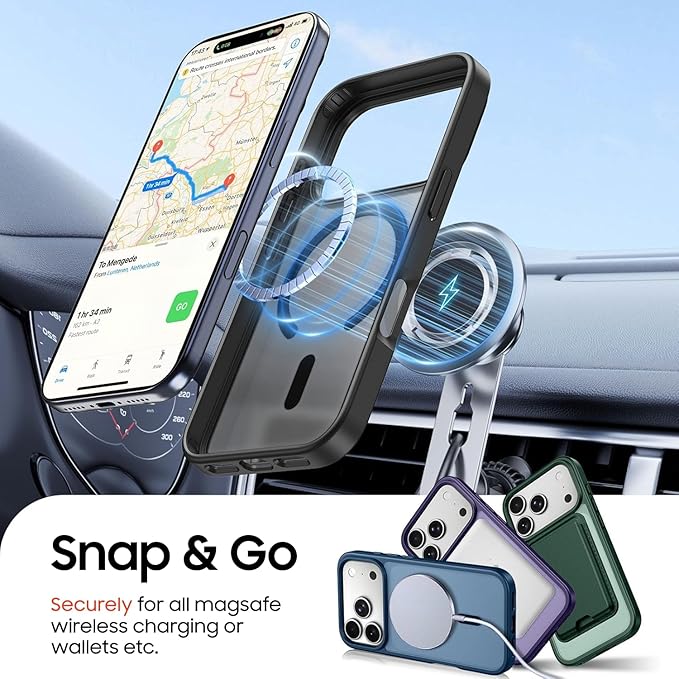Ntwinro Magnetic for iPhone 17 Pro Max Case (Compatible with MagSafe) with Detachable Wallet & Card Holder for 3 Cards [RFID Blocking] Military Grade Protective Slim Phone Cover, Black