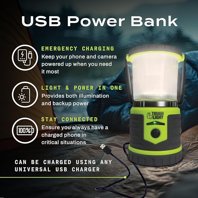 USB Rechargeable Camping Lantern, 400 Lumens LED Lantern, Hanging Tent Lamp, 6000mAh Power Bank, 200 Hour, 6 Modes, for Outdoors & Emergency