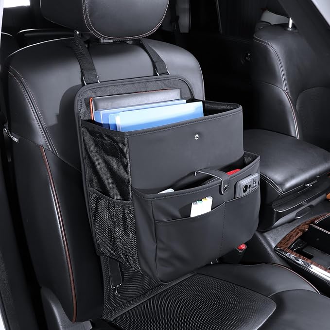 Car Seat Organizer，Universal Fit for Front & Back Seats-Hanging Letters/Legal Folders/Laptops and Tablets，Compatible with Cars, Trucks, and Vans