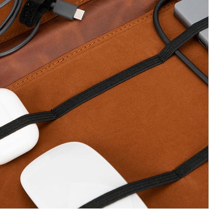 Medicine Handmade Leather Cable Organizer Bag – Full-Grain Leather Travel Tech Case for Cords, Chargers & Accessories – Zippered Storage for Men & Women (Tiguan Tan)