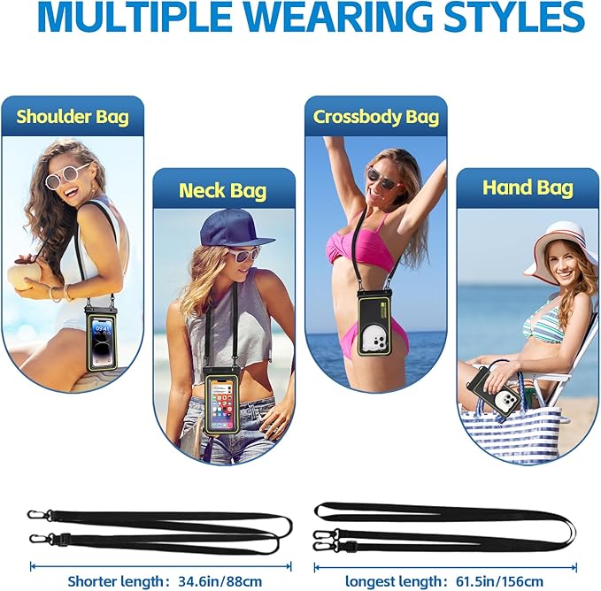 IP68 Waterproof Phone Pouch Up to 6.8", Floating Waterproof Phone Case for iPhone 15 14 13 Pro Max, Galaxy S24 S23 S22 Ultra, Cellphone Dry Bag Cruise Beach Essential, Black