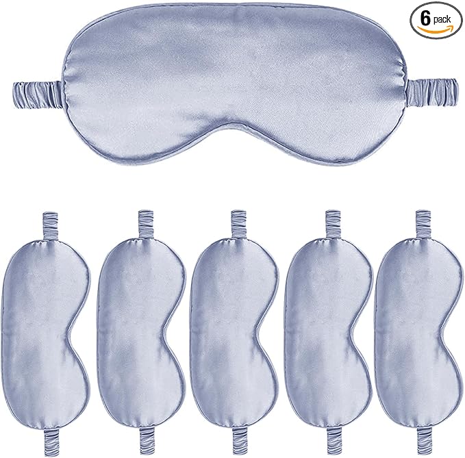 6PACK Silk Sleep Mask Satin Eye Masks Blackout Silky Eyeshade Cover Soft Blindfold Eyeshades for Women Sleeping Travel Gift