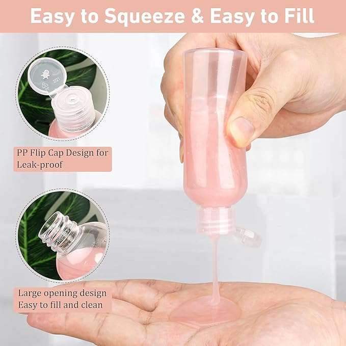 Travel Bottles for Toiletries 3.4oz 4 Pack TSA Approved Leak-Proof Travel Size Containers Squeezable Empty Plastic Toiletry Bottles for Shampoo, Conditioner, Body Wash (Clear)