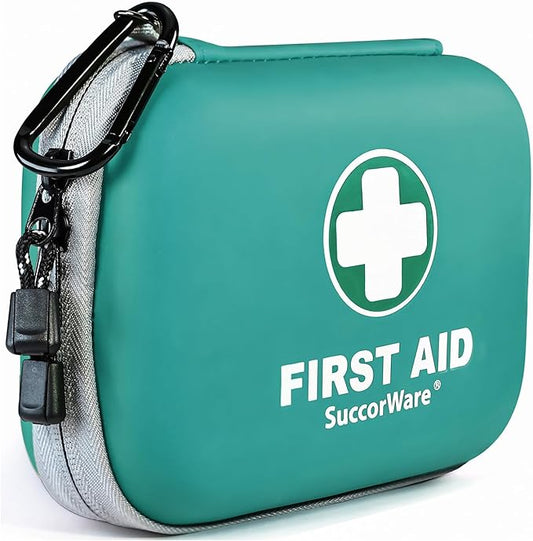 150 Pieces Mini First Aid Kit - Small Medical Kit with Hard Shell - Emergency First Aid Kit for Car, Travel, Home, Outdoor, Office, Camping, Hiking (Green)