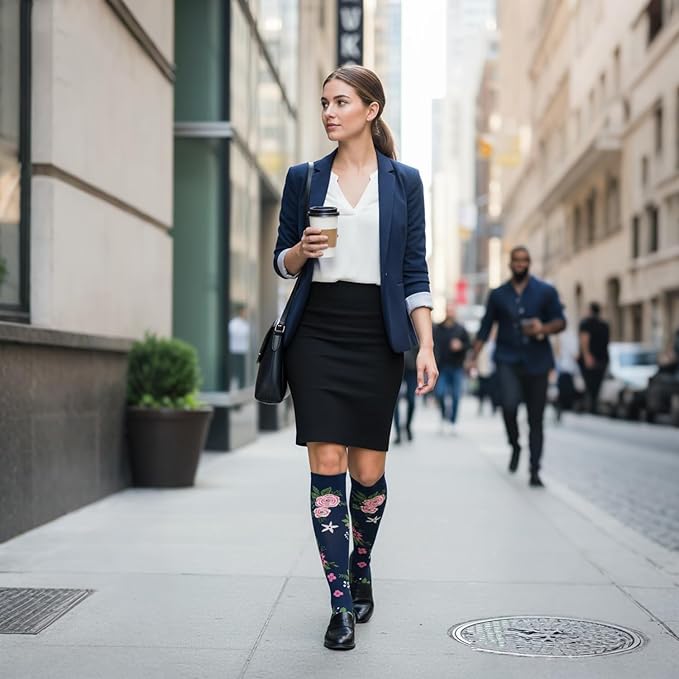 Graduated Compression Socks for Women&Men 20-30mmhg Knee High Socks Travel Hiking Running Stocking