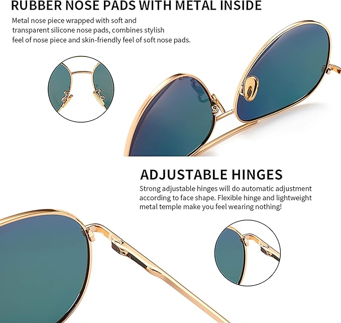 SUNGAIT Women's Lightweight Oversized Aviator Sunglasses - Classic Style Polarized Lens