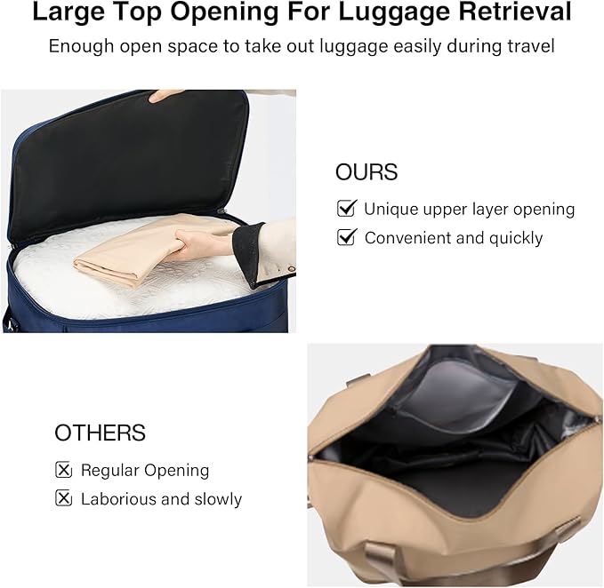 MILADA Expandable Luggage Bags for Travel Foldable Suitcase with Wheels Collapsible Rolling Travel Duffle Bag Lightweight Large Suitcases without Telescoping Handle, Blue