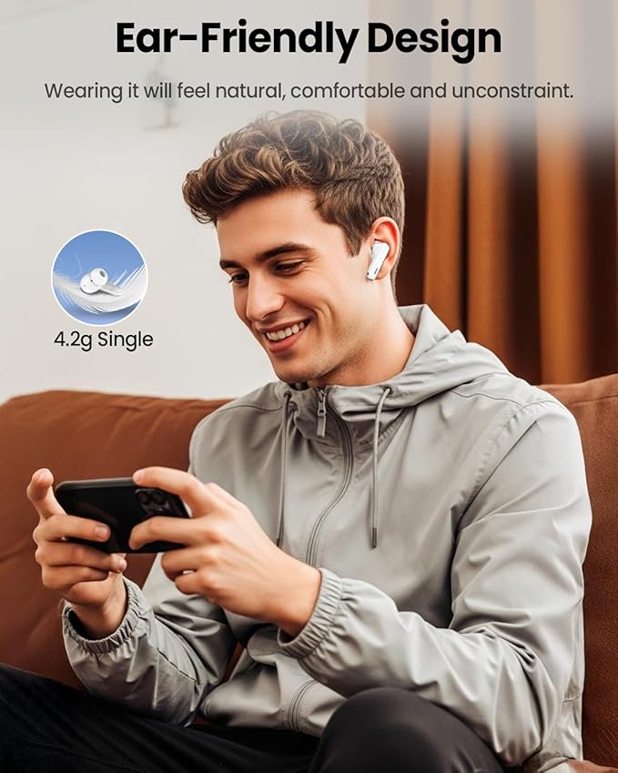 ZIUTY Wireless Earbuds Bluetooth Headphones, ANC/ENC Noise Cancelling, Ear Buds with Multifuntional Touch Screen, 40H Stereo Sound for Sports, IPX7 Clear Calls, 5 EQ for iOS Android (White)