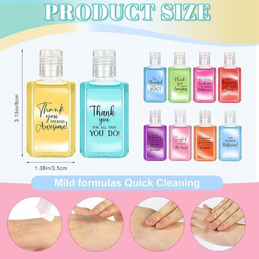 50 Pcs Thank You Mini Hand Sanitizer Bulk Employee Appreciation Gift Inspirational Small Hand Sanitizer 1fl oz Travel Size Hand Soap for Team Coworker Friends Teacher Christmas Valentine (Warm Color)