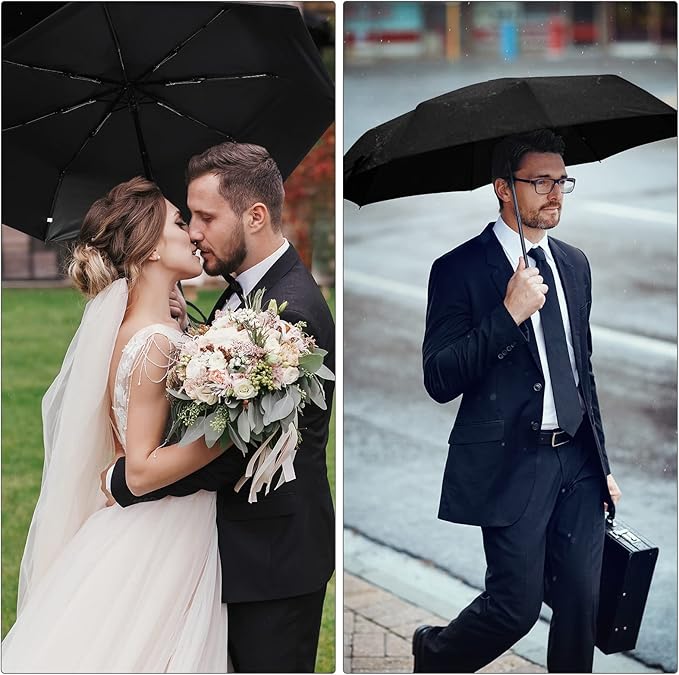 Jexine 6 Pcs Travel Compact Umbrella Automatic Open Close Windproof Small Light Backpack Purse Car Portable Collapsible Umbrella for Rain, Men Women