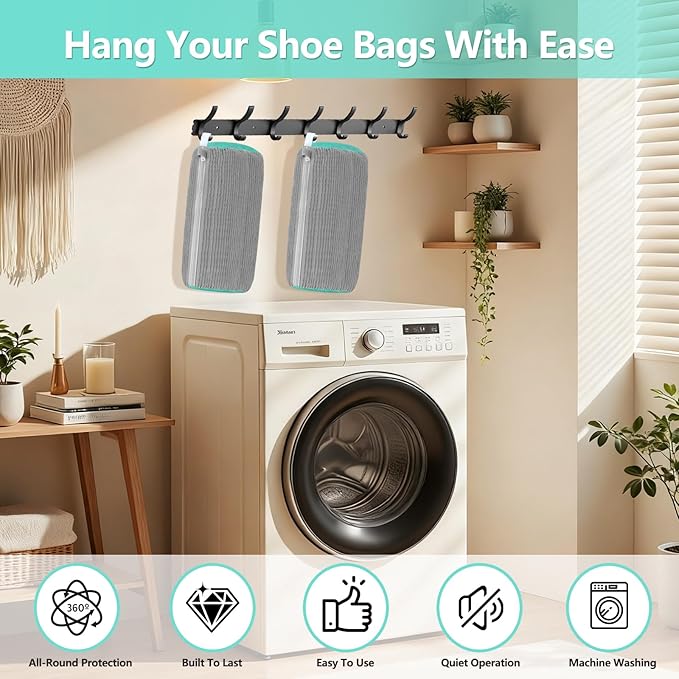 Shoe Washing Machine Bag, Shoe Cleaning Bag, Reusable Laundry Shoes Bag for Washer & Dryer Cleans & Protects All Shoes Types 4PCS (Grey)