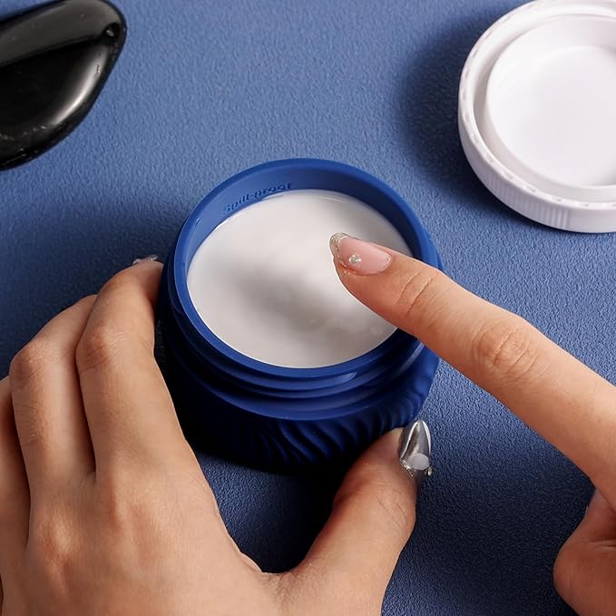 Travel Containers for Toiletries, Silicone Cream Jars BPA-Free, TSA Approved 2oz Travel Size Containers, Leak-proof Portable Size Silicone Jars with Lid for Face Hand Body Cream (4 Pack)