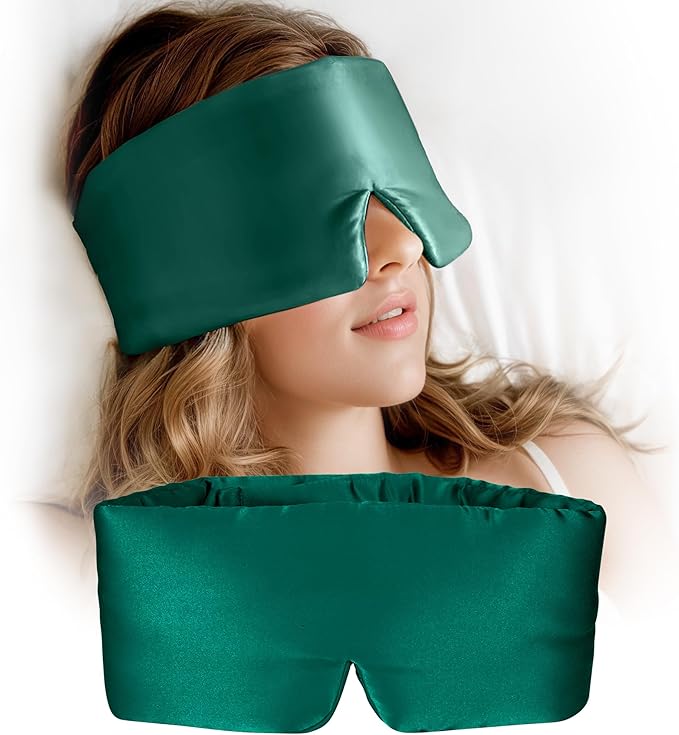 Silk Sleep Mask for Women and Men, Side Sleeper, 22 Momme Pure Mulberry Silk Total Blackout 100% Mulberry Eye Mask with Adjustable Headband Full Size, Eye Masks for Sleeping and Travel