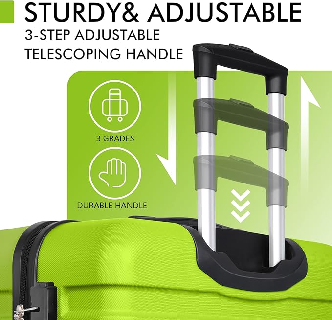 AnyZip Luggage PC ABS Hardside Lightweight Suitcase with 4 Universal Wheels TSA Lock Carry-On 20 Inch Apple Green
