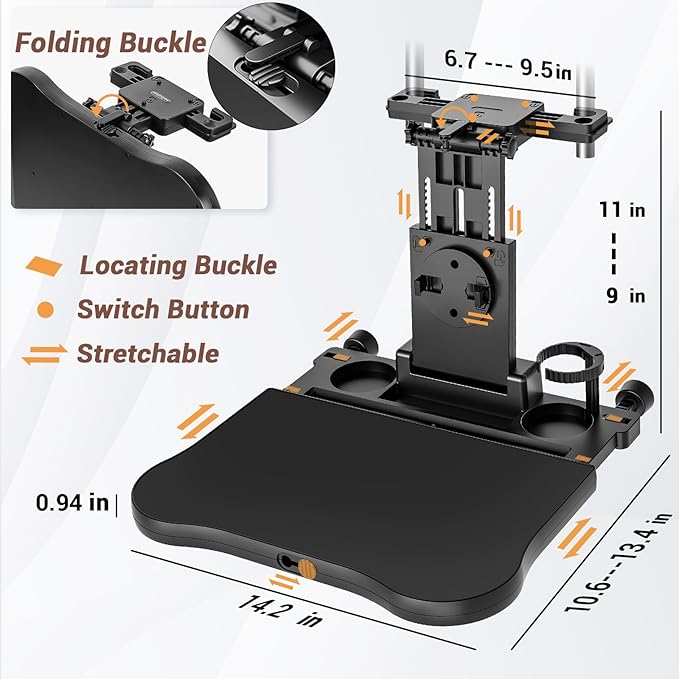 zorunowa Car Back Seat Tray Table-Stable Auto Backseat Food Trays Desk for Rear Passenger Road Trip Eating & Work, Multifunctional Adjustable Travel Tray with Phone Drink Holder for Laptop iPad