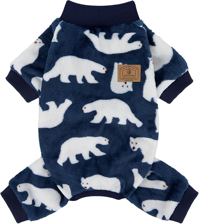 XPUDAC Dog Pajamas Polar Bear Fleece Dog Sweater for Small Medium Dogs Girl Boy Winter Puppy Clothes Pet Outfit Jumpsuit, L