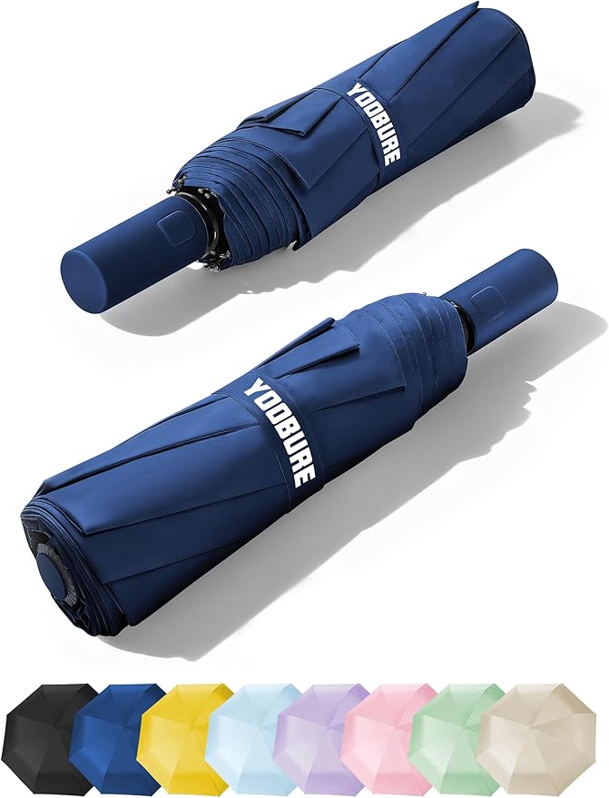 Yoobure Automatic Travel Umbrellas for Rain - Portable & Compact Umbrella for Backpack, Car, UV Umbrellas for Sun Protection, Windproof Folding Small Umbrella in Macaron for Kids, Women, Colorful